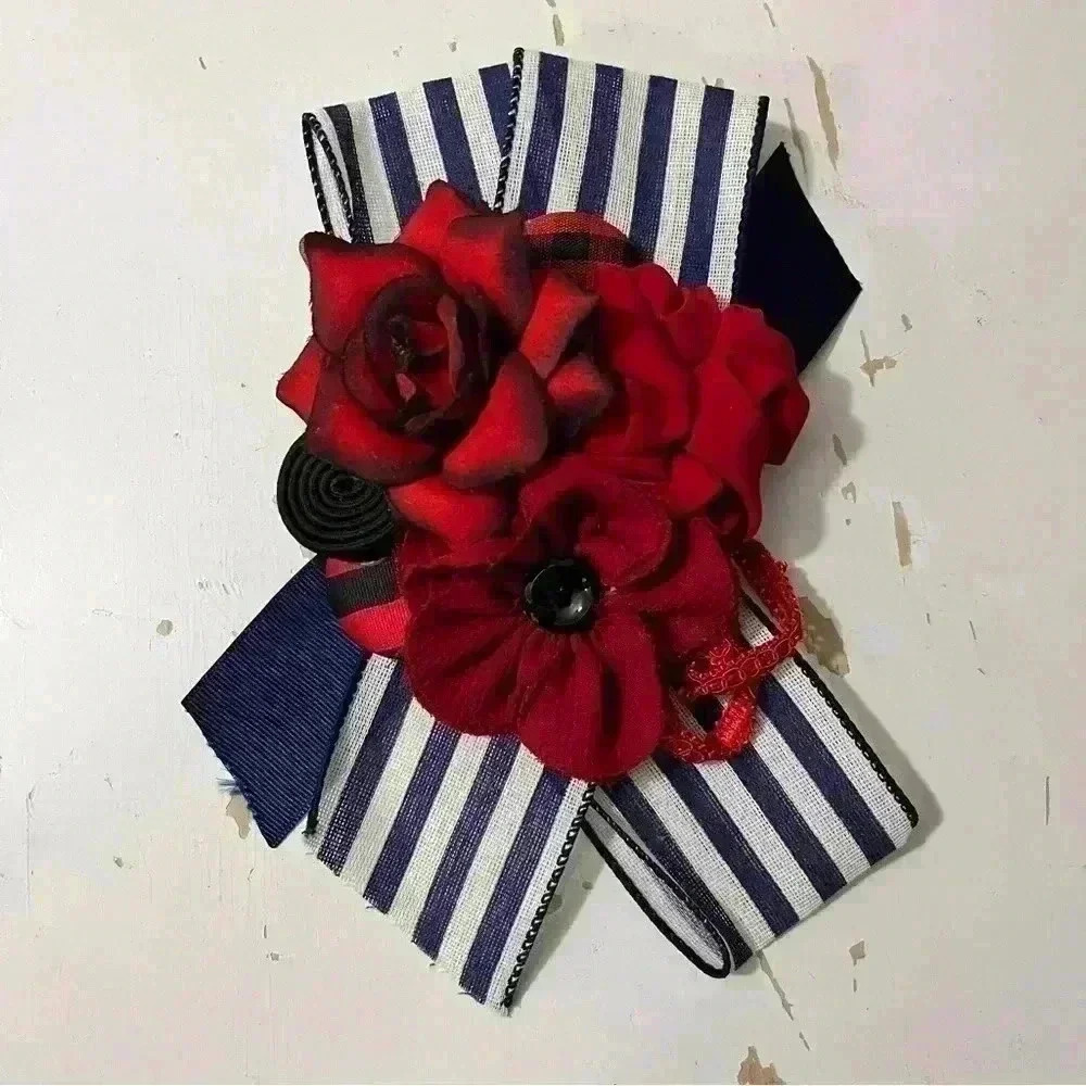 Red white and blue floral pin